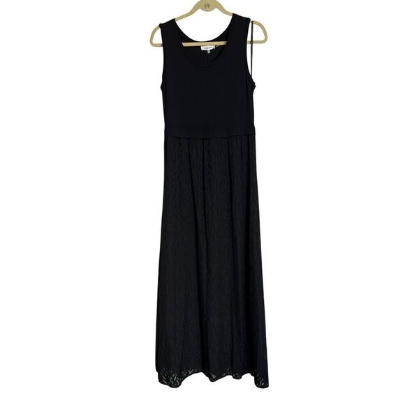 Calvin Klein Dress Womens Size Medium Black Maxi Mixed Media Sleeveless NWT - Picture 1 of 8
